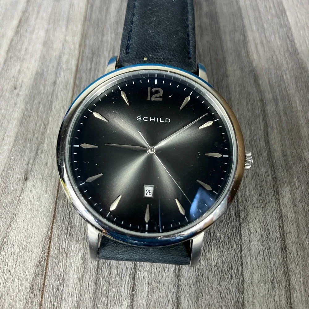 Schild Men's Quartz Theodor‎ Watch Black Dial Leather Band